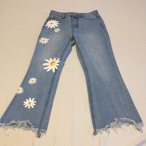 Hand painted flare jeans
